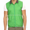 Custom Green Color Men's Nylon Vest, One Center Back Zip Pocket, OEM/ODM Services Welcomed